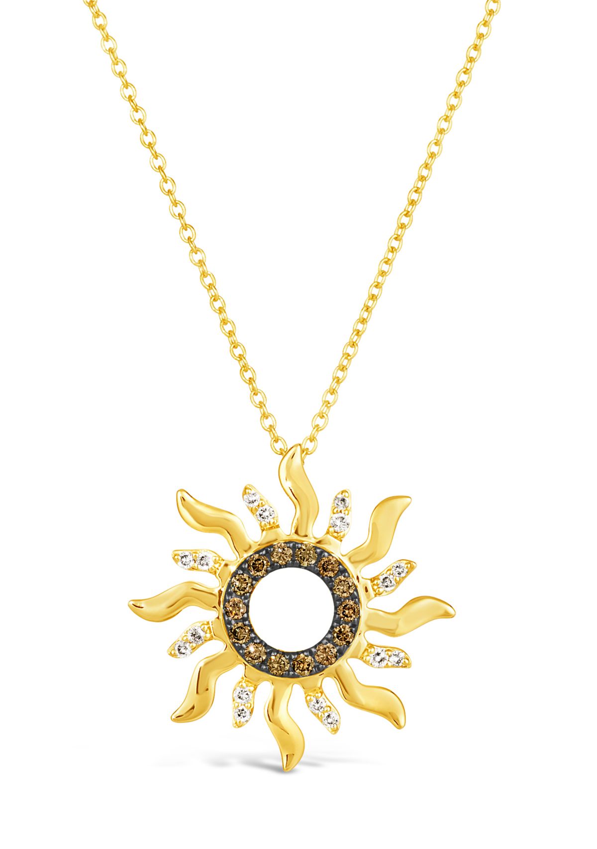 1/6 ct. t.w. Chocolate Diamonds®, 1/10 ct. t.w. Nude Diamonds™ Sun Necklace in 14K Honey Gold™
