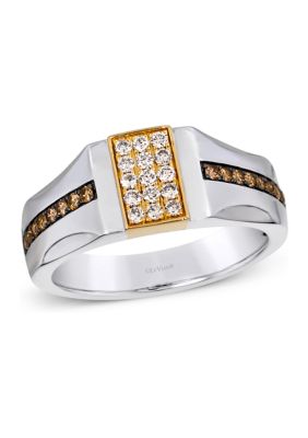 Le Vian Men's Ring Featuring 1/4 Ct. T.w. Nude Diamondsâ¢, 1/4 Ct. T.w. Chocolate Diamonds In 14K Two Tone Gold