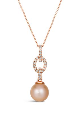 1/5 ct. t.w. Nude Diamonds™, Strawberry Pearl® Pendant Necklace in 14K Strawberry Gold®