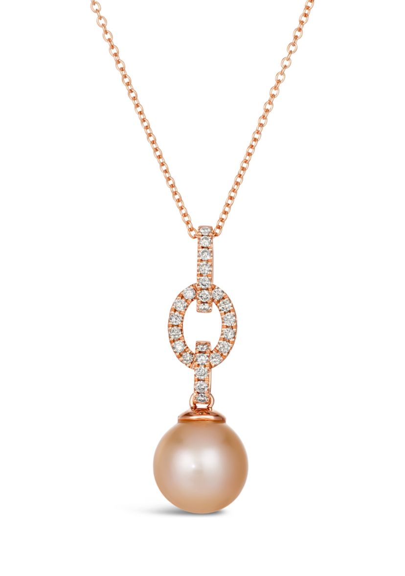 1/5 ct. t.w. Nude Diamonds™, Strawberry Pearl® Pendant Necklace in 14K Strawberry Gold®