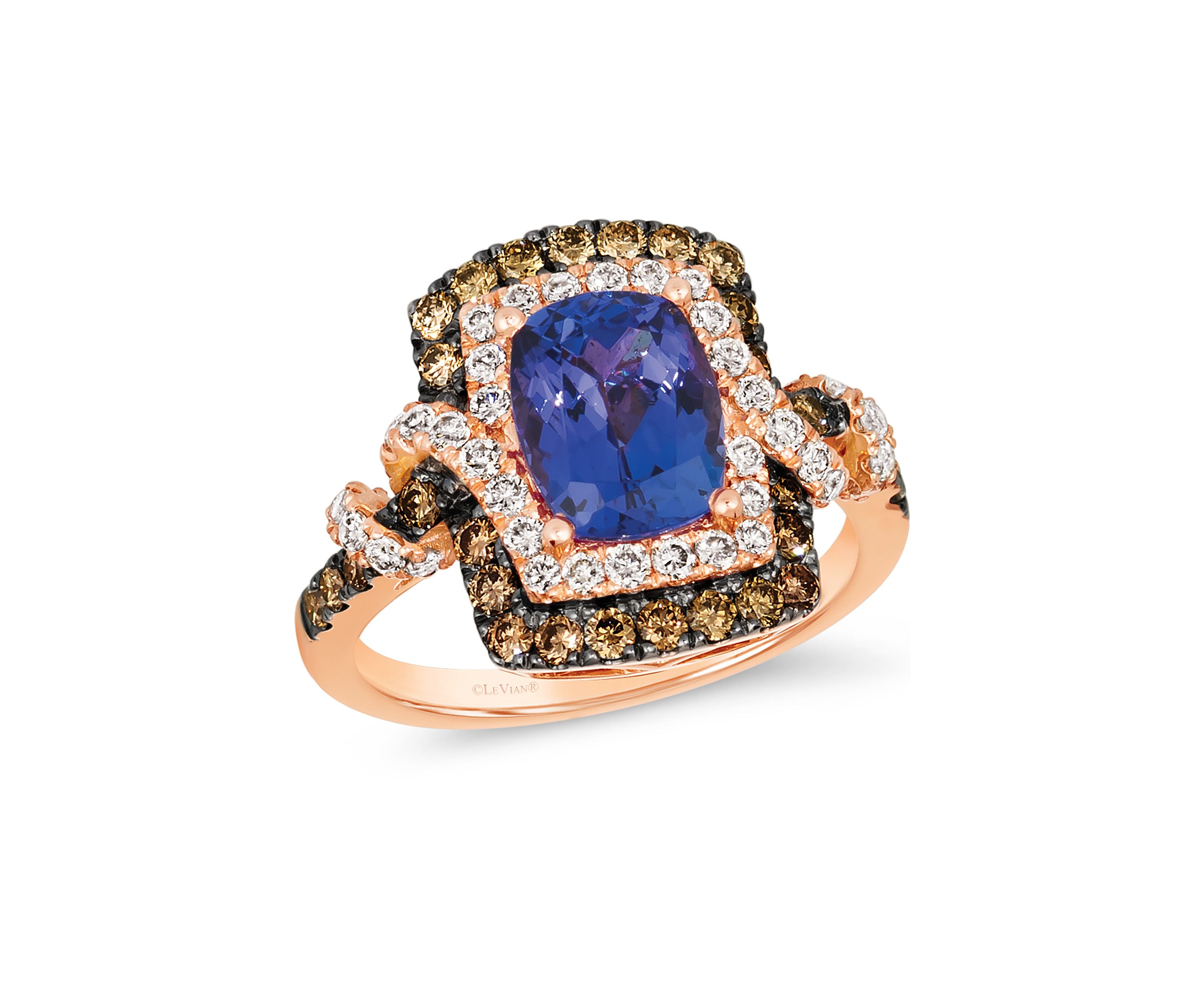 1.12 ct. t.w. Diamond and 2 ct. t.w. Tanzanite Ring in 14K Strawberry Gold®