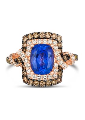 1.12 ct. t.w. Diamond and 2 ct. t.w. Tanzanite Ring in 14K Strawberry Gold®