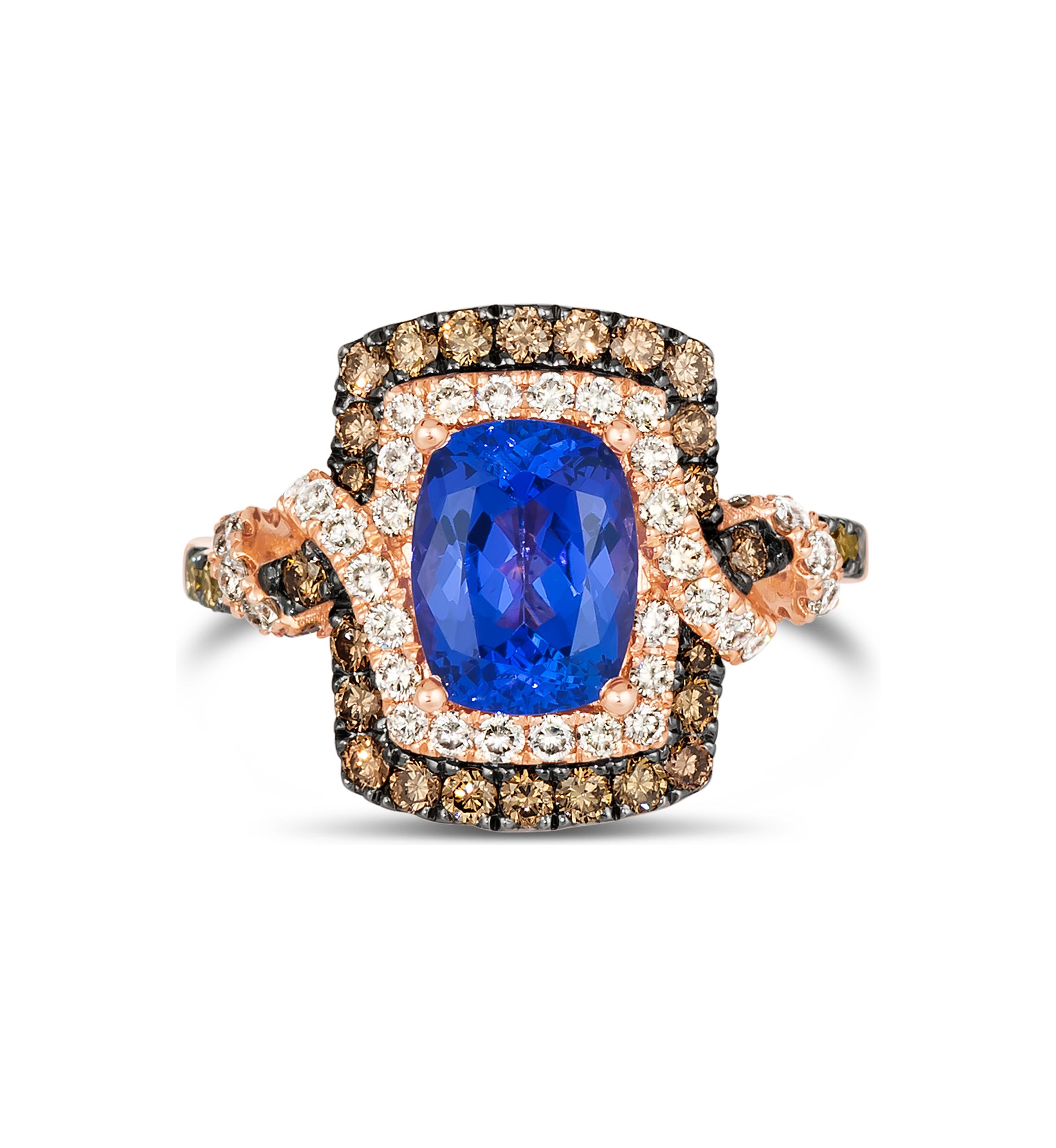 1.12 ct. t.w. Diamond and 2 ct. t.w. Tanzanite Ring in 14K Strawberry Gold®