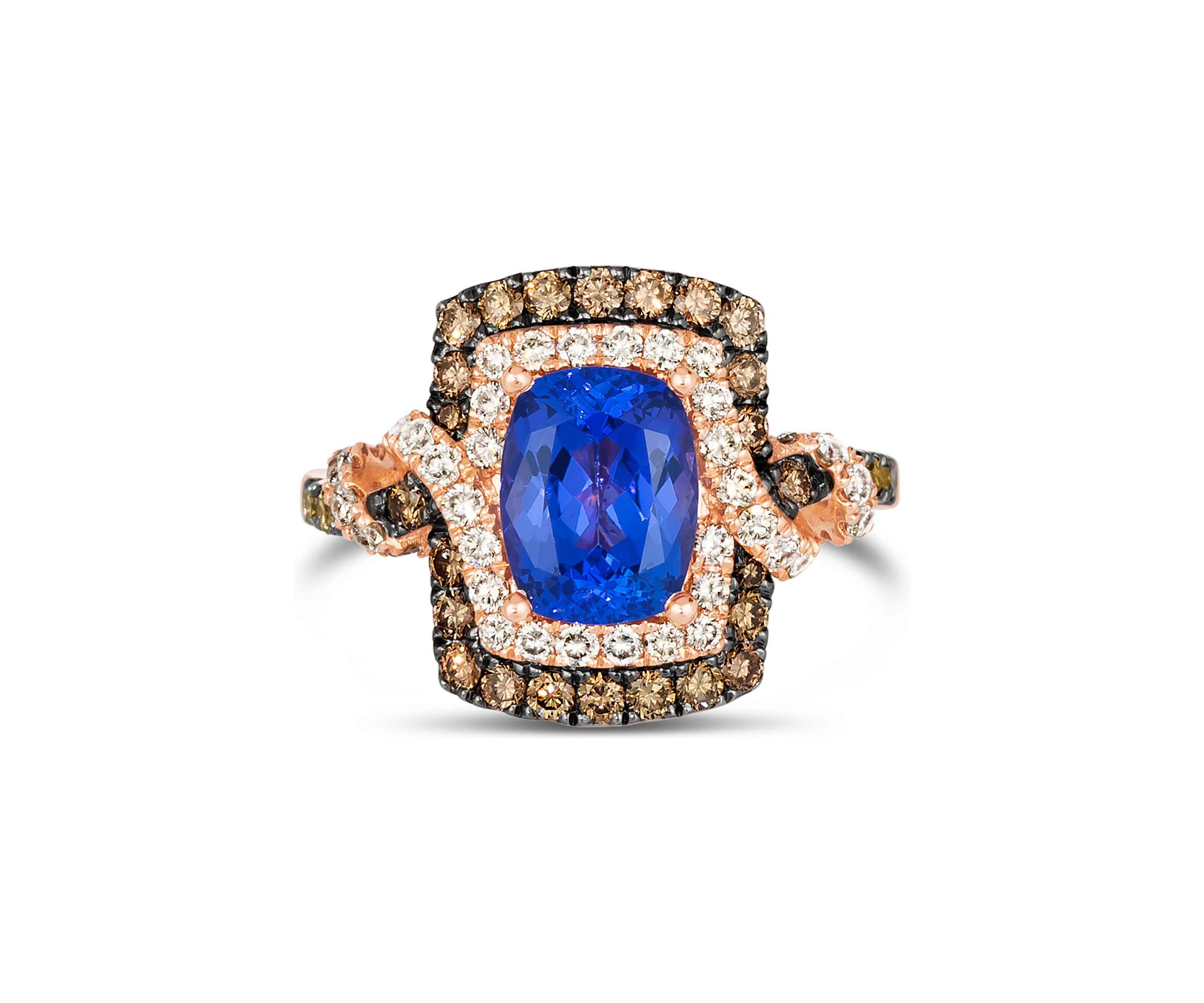 1.12 ct. t.w. Diamond and 2 ct. t.w. Tanzanite Ring in 14K Strawberry Gold®