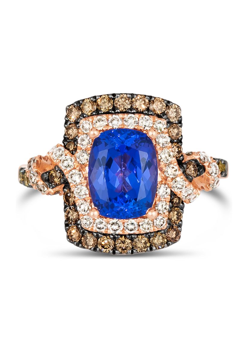 1.12 ct. t.w. Diamond and 2 ct. t.w. Tanzanite Ring in 14K Strawberry Gold®