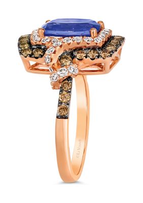 1.12 ct. t.w. Diamond and 2 ct. t.w. Tanzanite Ring in 14K Strawberry Gold®