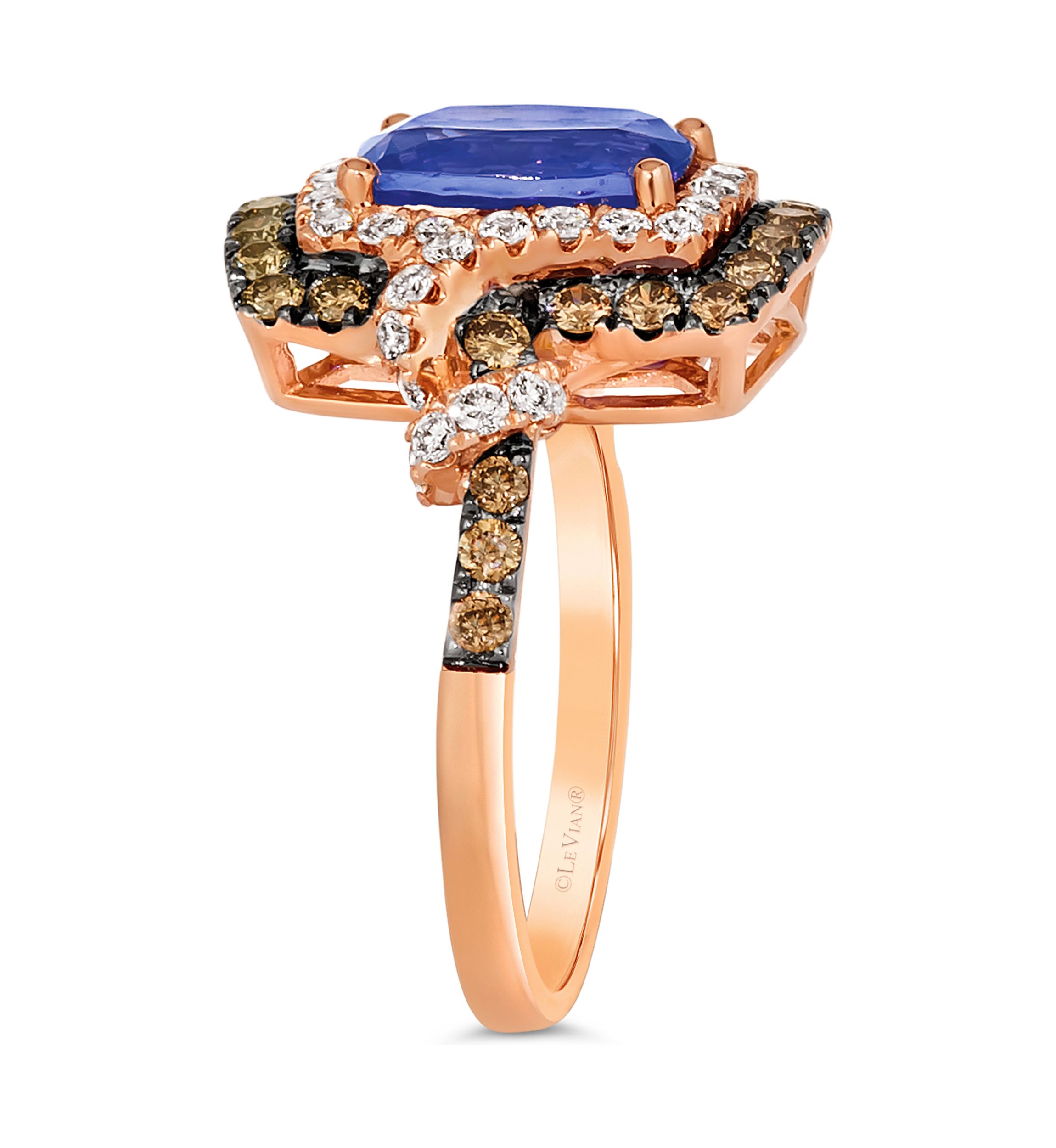 1.12 ct. t.w. Diamond and 2 ct. t.w. Tanzanite Ring in 14K Strawberry Gold®