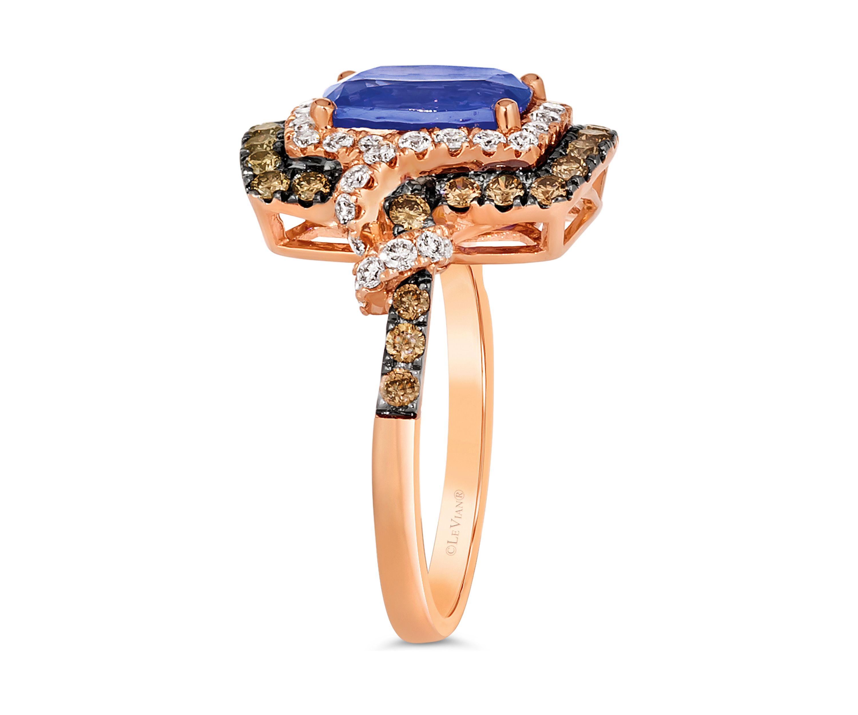 1.12 ct. t.w. Diamond and 2 ct. t.w. Tanzanite Ring in 14K Strawberry Gold®