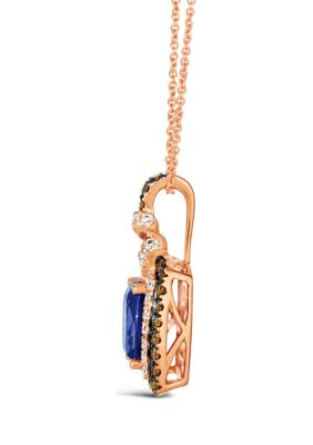 1 ct. t.w. Diamond and 2 ct. t.w. Tanzanite Pendant Necklace in 14K Strawberry Gold®