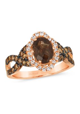 Le Vian 3/4 Ct. T.w. Diamond And 1.12 Ct. T.w. Smoky Quartz Ring In 14K Strawberry Gold