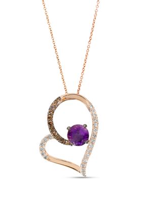 Pendant featuring 1 ct. t.w. Grape Amethyst™, 1/5 ct. t.w. Chocolate Diamonds®, 1/3 ct. t.w. Nude Diamonds™ set in 14K Strawberry Gold®