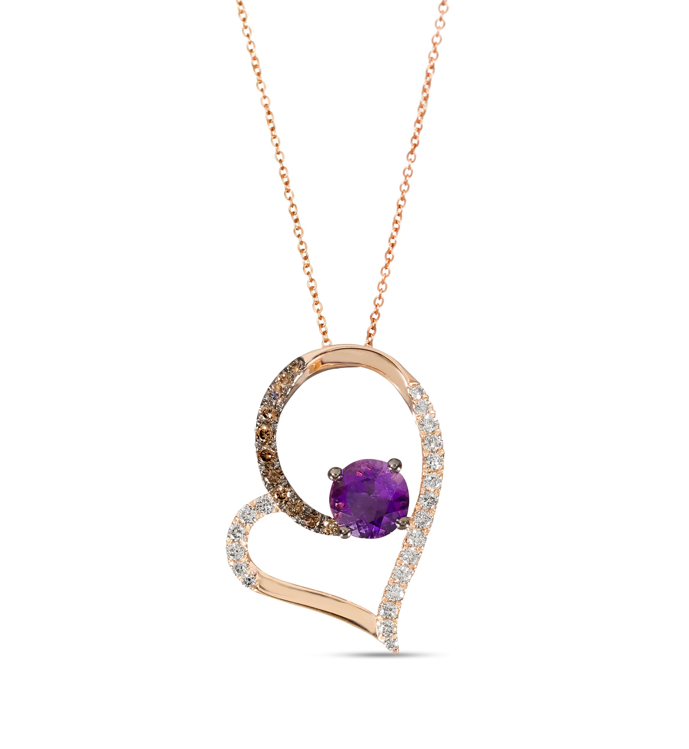 Pendant featuring 1 ct. t.w. Grape Amethyst™, 1/5 ct. t.w. Chocolate Diamonds®, 1/3 ct. t.w. Nude Diamonds™ set in 14K Strawberry Gold®