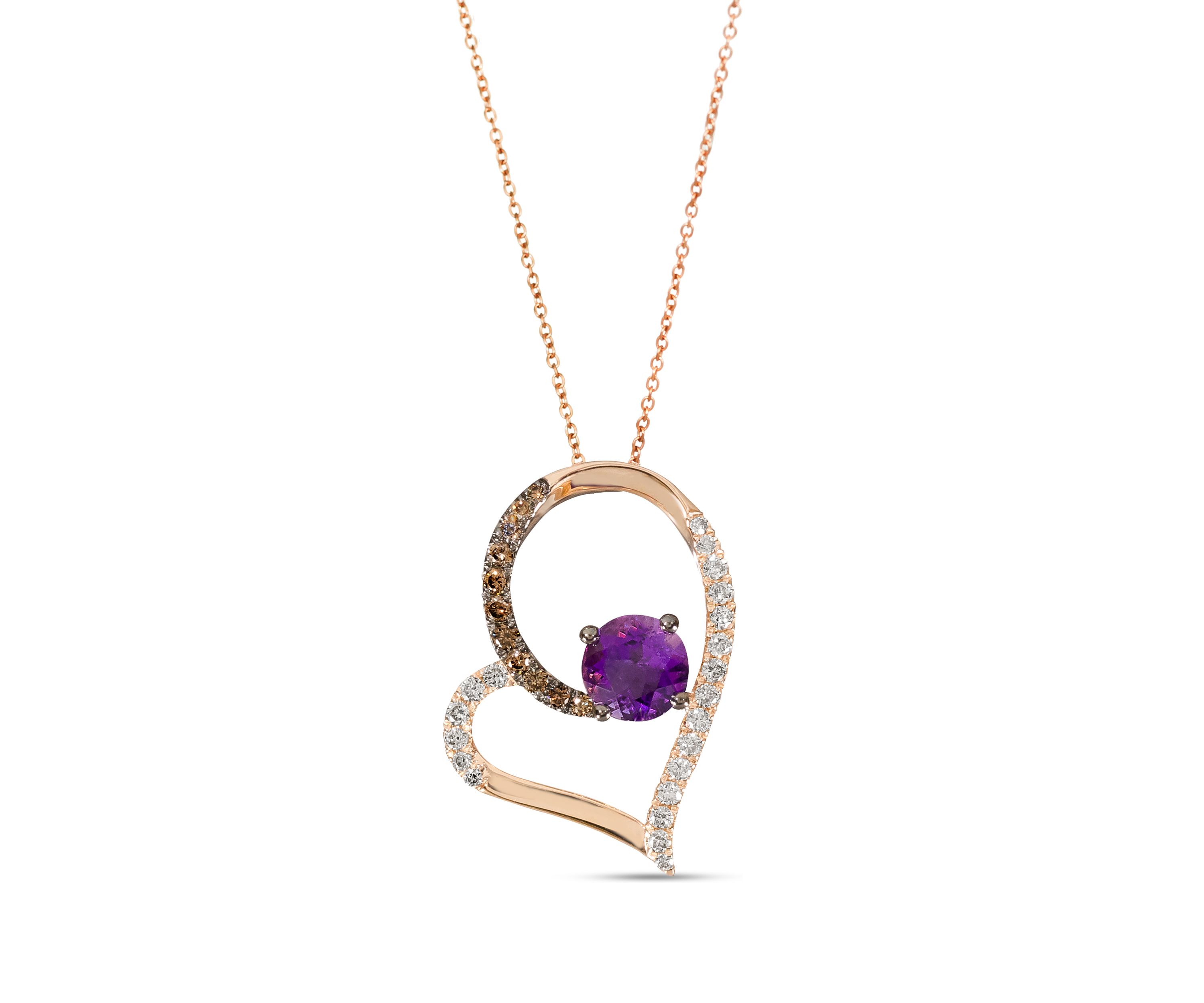 Pendant featuring 1 ct. t.w. Grape Amethyst™, 1/5 ct. t.w. Chocolate Diamonds®, 1/3 ct. t.w. Nude Diamonds™ set in 14K Strawberry Gold®