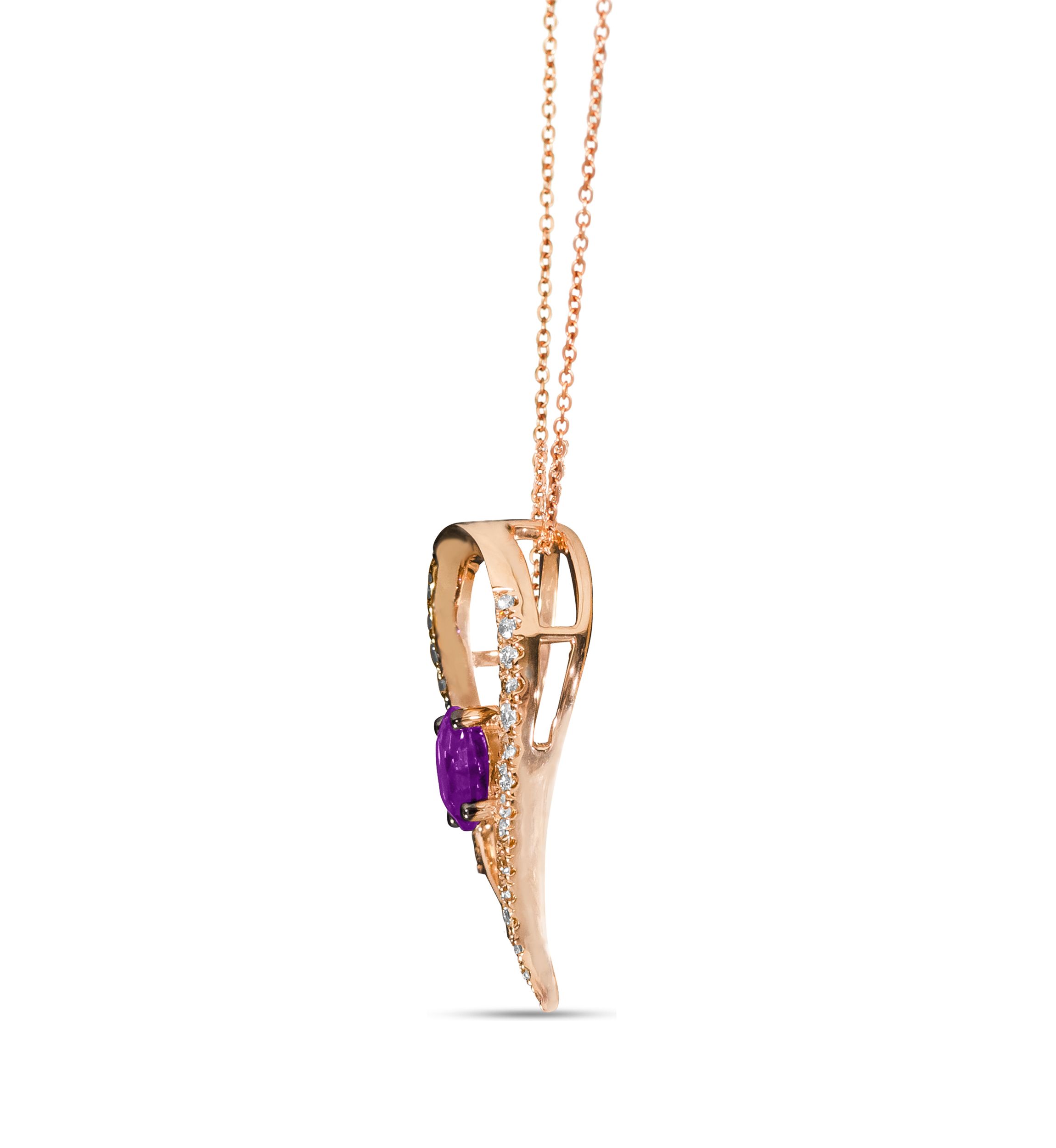 Pendant featuring 1 ct. t.w. Grape Amethyst™, 1/5 ct. t.w. Chocolate Diamonds®, 1/3 ct. t.w. Nude Diamonds™ set in 14K Strawberry Gold®