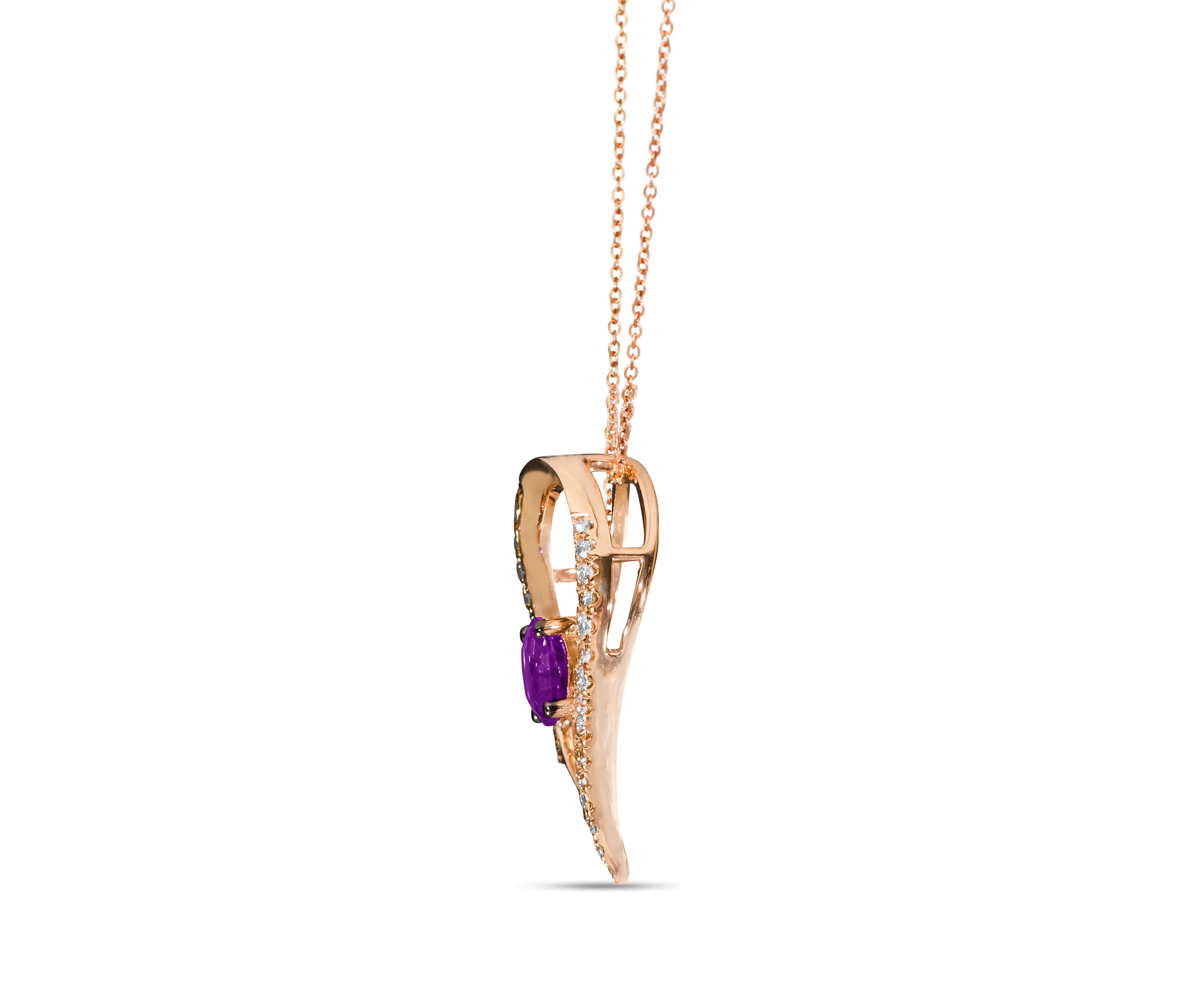 Pendant featuring 1 ct. t.w. Grape Amethyst™, 1/5 ct. t.w. Chocolate Diamonds®, 1/3 ct. t.w. Nude Diamonds™ set in 14K Strawberry Gold®