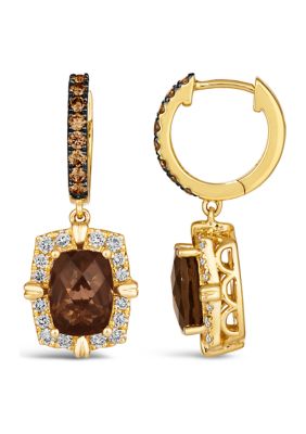 2.5 ct. t.w. Chocolate Quartz®, 1/4 ct. t.w. Chocolate Diamonds®, 3/8 ct. t.w. Nude Diamonds™ Earrings in 14K Honey Gold™