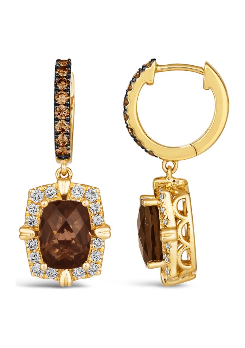 2.5 ct. t.w. Chocolate Quartz®, 1/4 ct. t.w. Chocolate Diamonds®, 3/8 ct. t.w. Nude Diamonds™ Earrings in 14K Honey Gold™