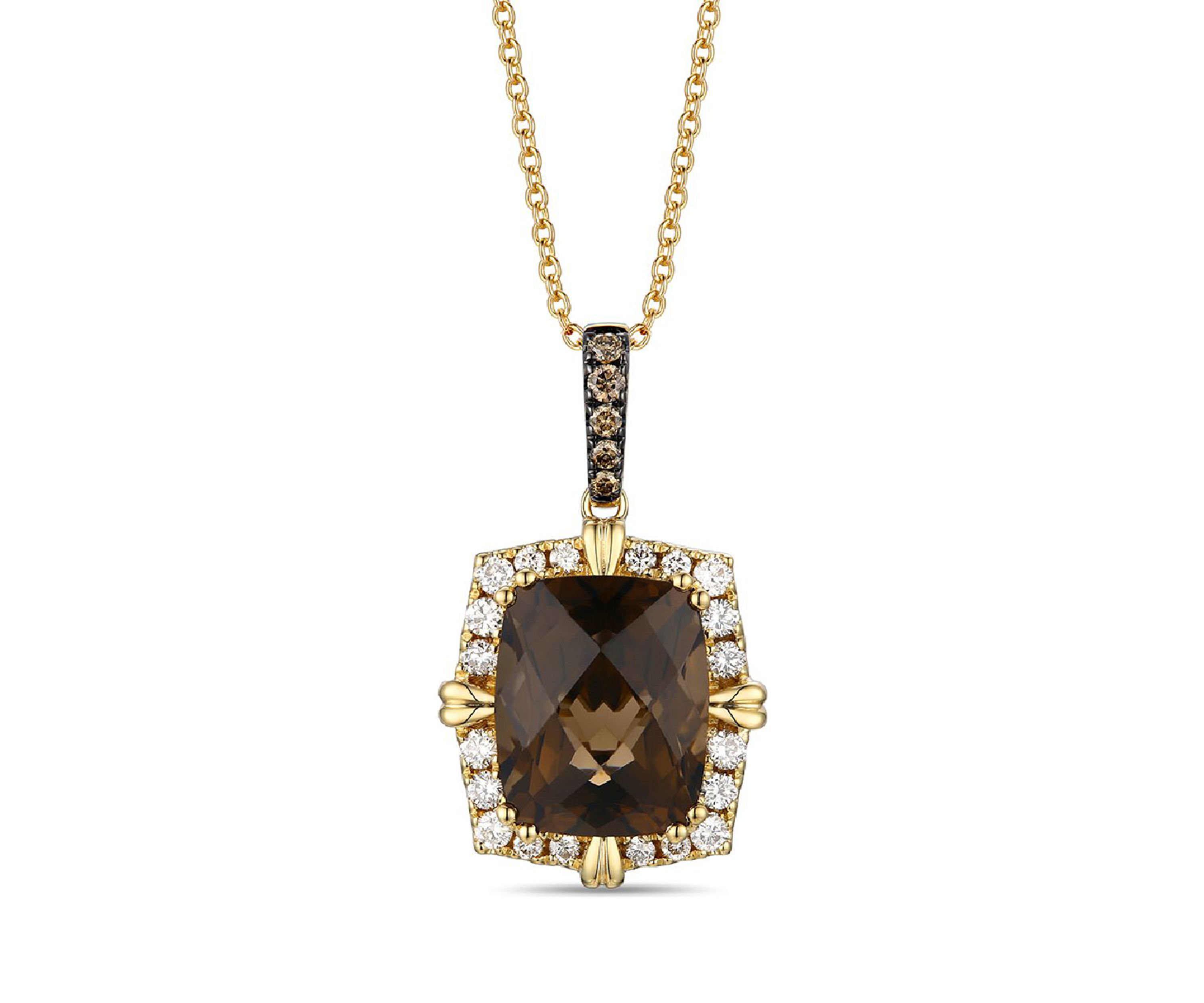 Pendant Necklace featuring 4 ct. t.w. Chocolate Quartz®, 1/20 ct. t.w. Chocolate Diamonds®, 1/4 ct. t.w. Nude Diamonds™  in 14K Honey Gold™