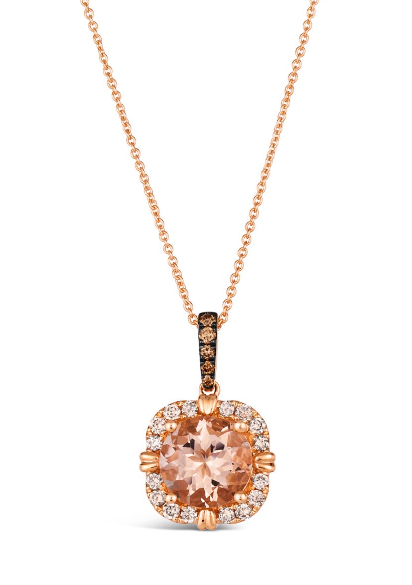 Pendant featuring 2 ct. t.w. Peach Morganite™, 1/20 ct. t.w. Chocolate Diamonds®, 1/4 ct. t.w. Nude Diamonds™ set in 14K Strawberry Gold®