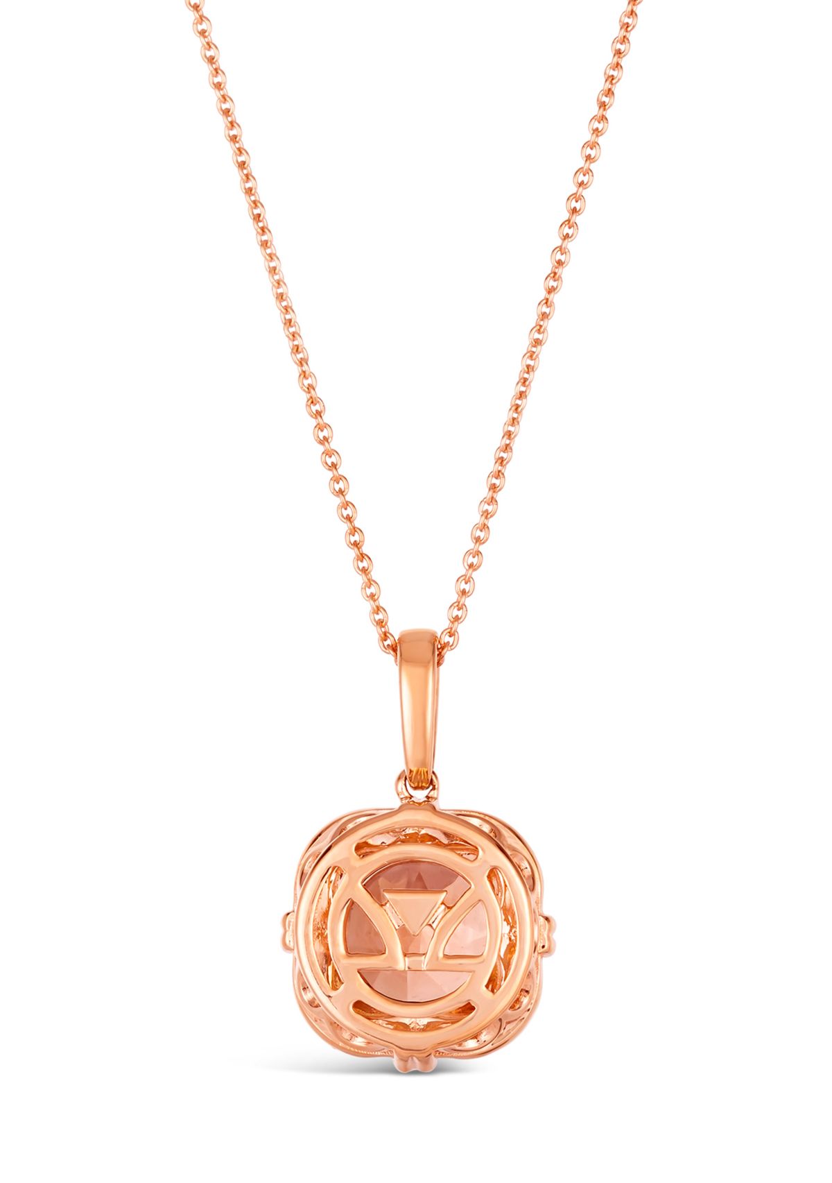 Pendant featuring 2 ct. t.w. Peach Morganite™, 1/20 ct. t.w. Chocolate Diamonds®, 1/4 ct. t.w. Nude Diamonds™ set in 14K Strawberry Gold®