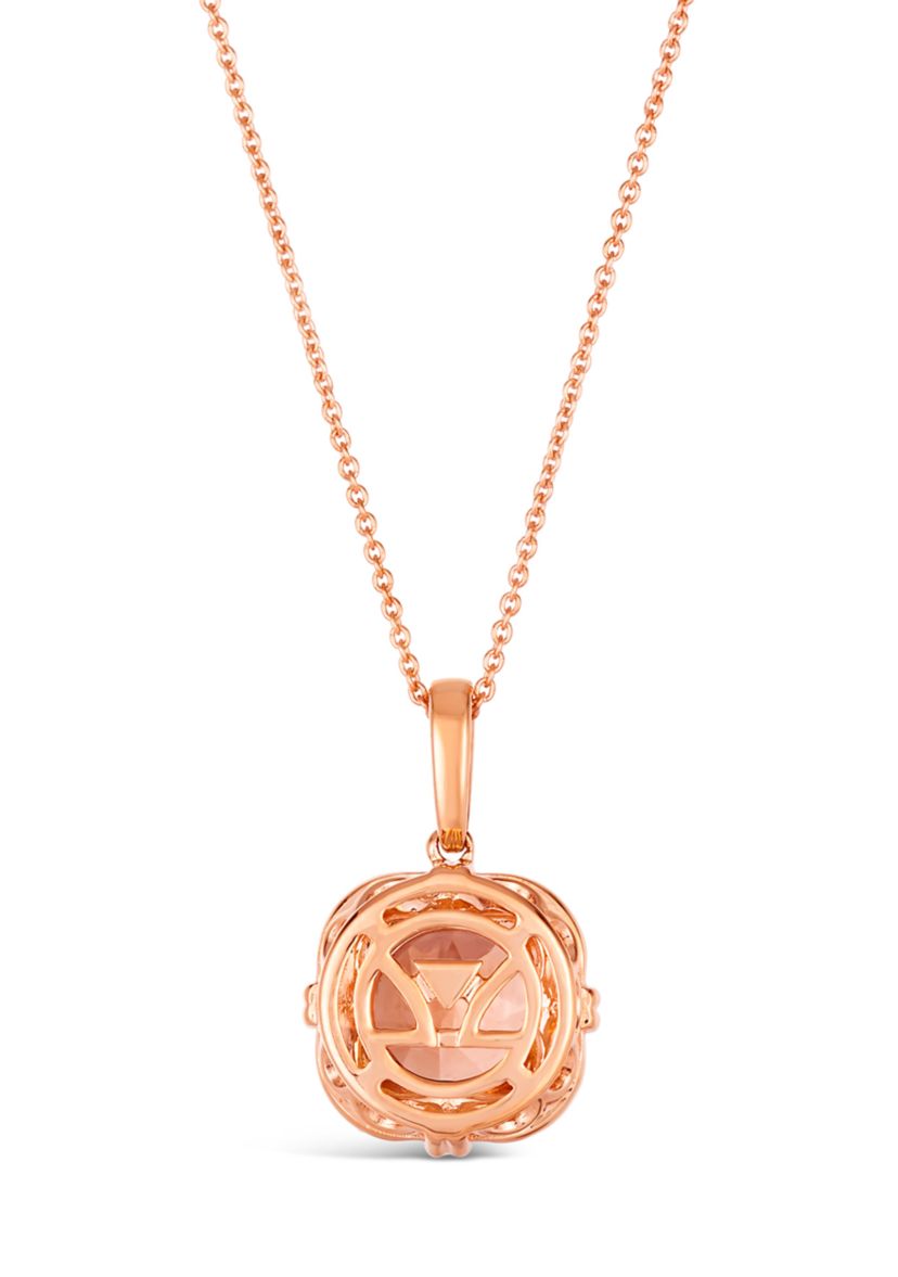 Pendant featuring 2 ct. t.w. Peach Morganite™, 1/20 ct. t.w. Chocolate Diamonds®, 1/4 ct. t.w. Nude Diamonds™ set in 14K Strawberry Gold®