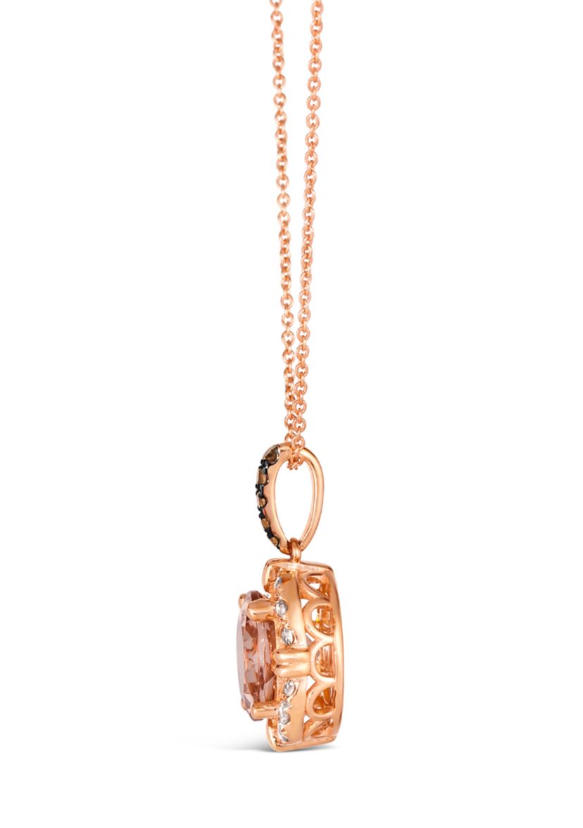 Pendant featuring 2 ct. t.w. Peach Morganite™, 1/20 ct. t.w. Chocolate Diamonds®, 1/4 ct. t.w. Nude Diamonds™ set in 14K Strawberry Gold®