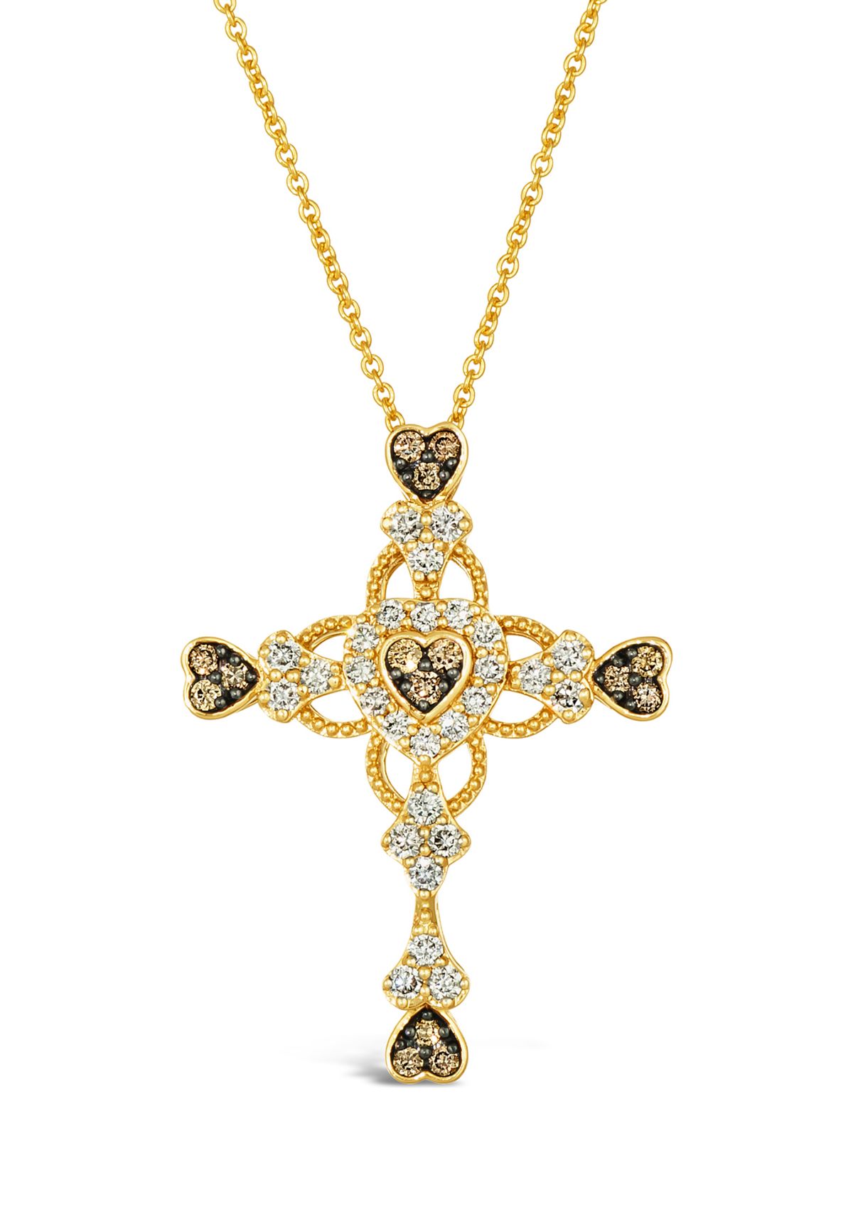 1/2 ct. t.w. Diamond Cross Pendant Necklace in 14K Yellow Gold 