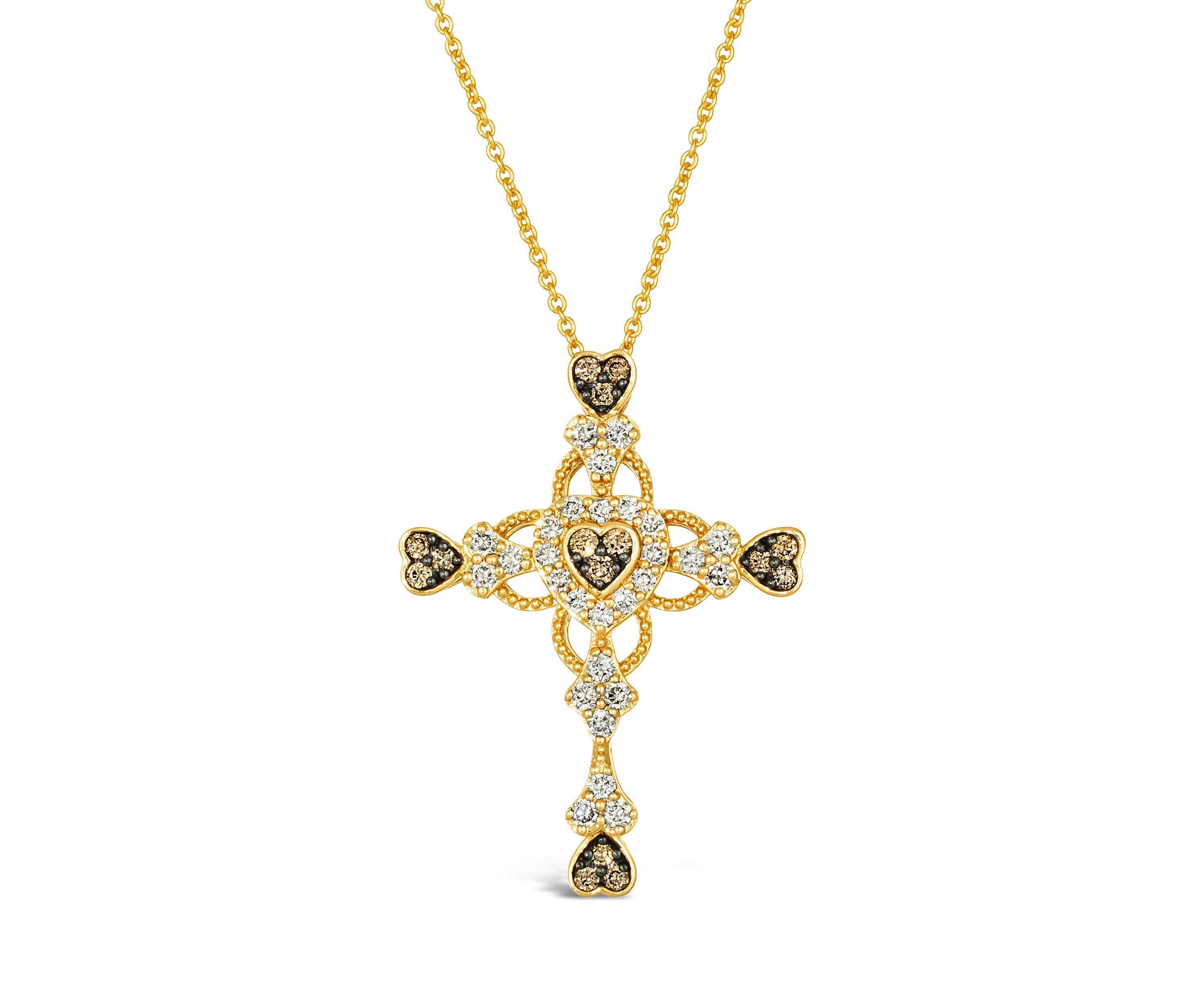 1/2 ct. t.w. Diamond Cross Pendant Necklace in 14K Yellow Gold 
