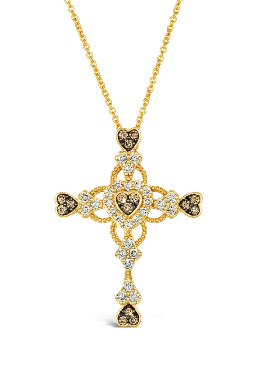 1/2 ct. t.w. Diamond Cross Pendant Necklace in 14K Yellow Gold 