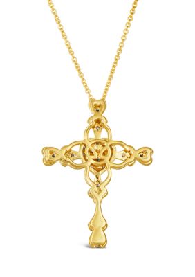 1/2 ct. t.w. Diamond Cross Pendant Necklace in 14K Yellow Gold 