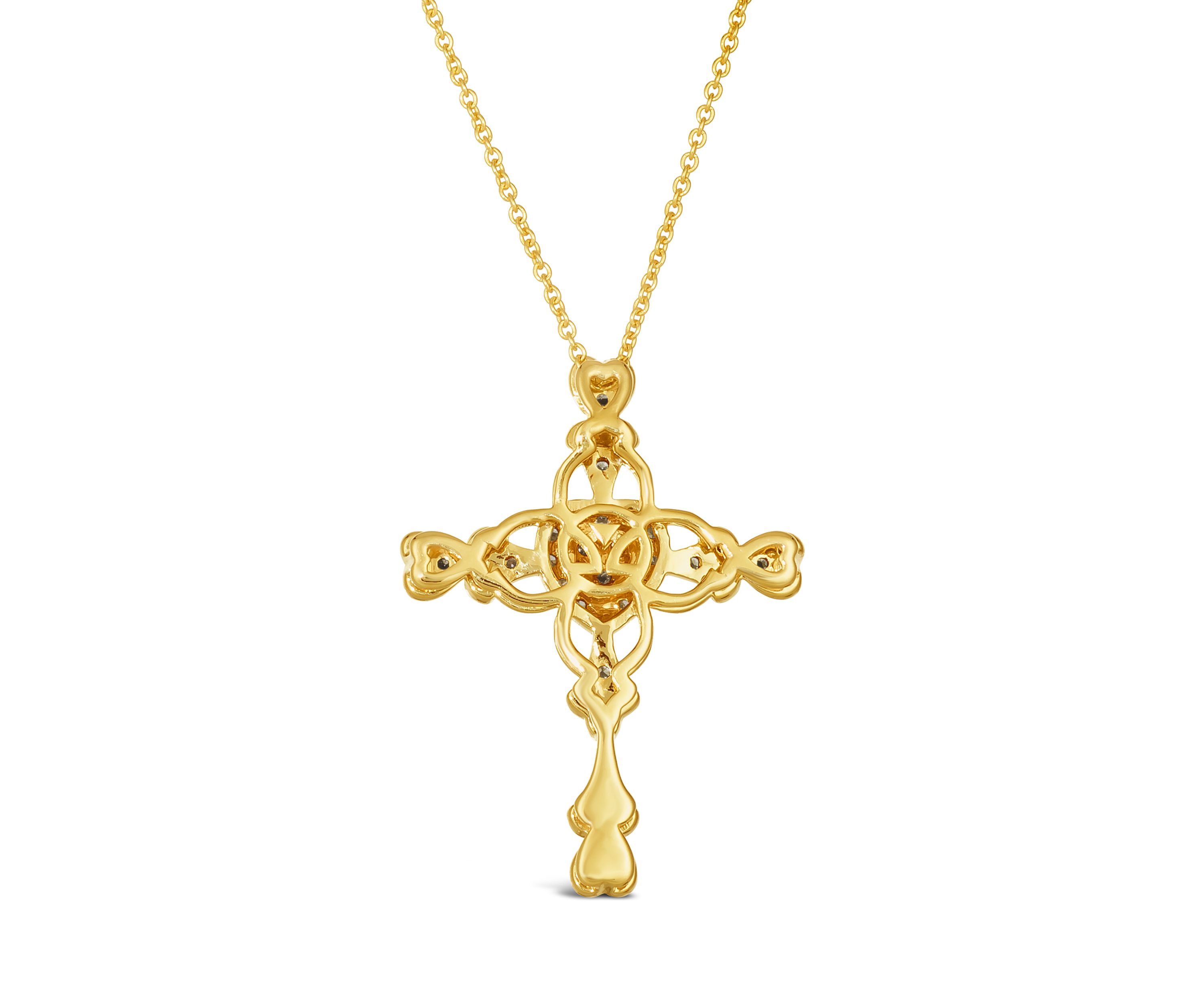 1/2 ct. t.w. Diamond Cross Pendant Necklace in 14K Yellow Gold 