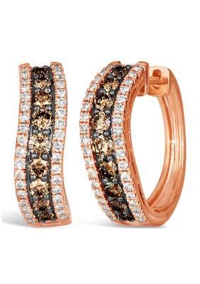 1.5 ct. t.w. Diamond Hoop Earrings in 14K Strawberry Gold® 