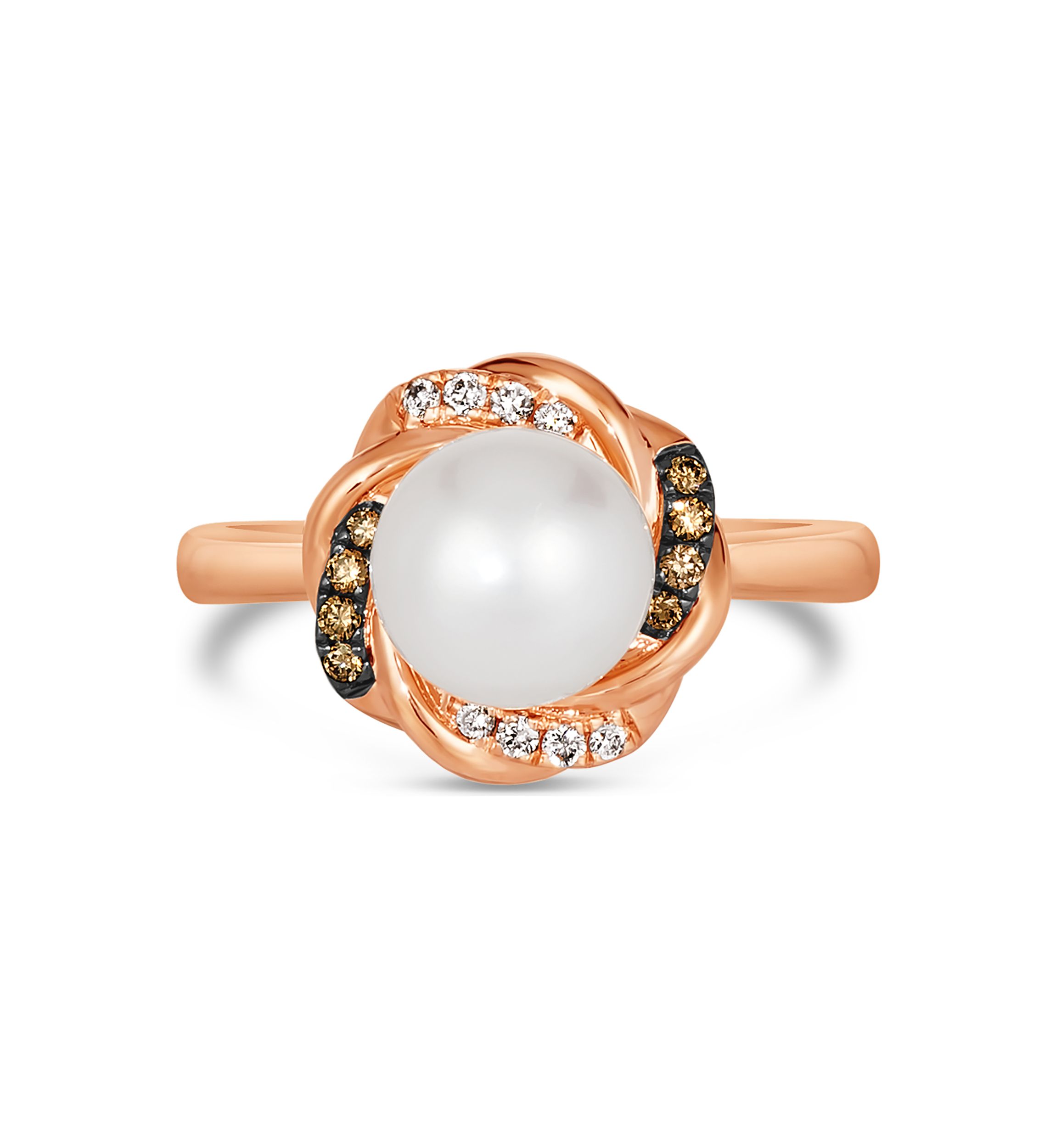 1/8 ct. t.w. Diamond and Freshwater Pearl Ring in 14K Strawberry Gold® 