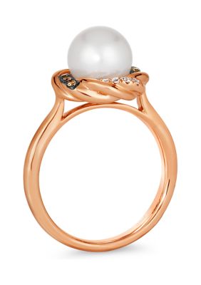 1/8 ct. t.w. Diamond and Freshwater Pearl Ring in 14K Strawberry Gold® 