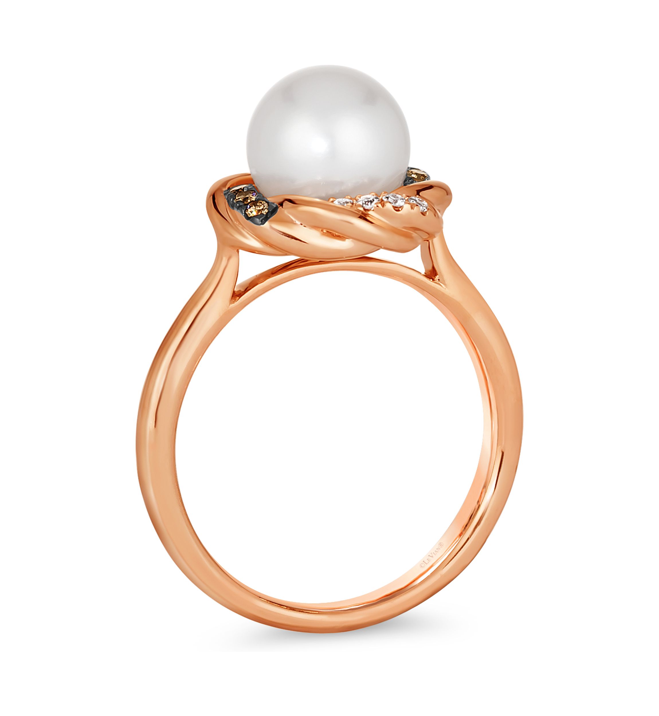 1/8 ct. t.w. Diamond and Freshwater Pearl Ring in 14K Strawberry Gold® 
