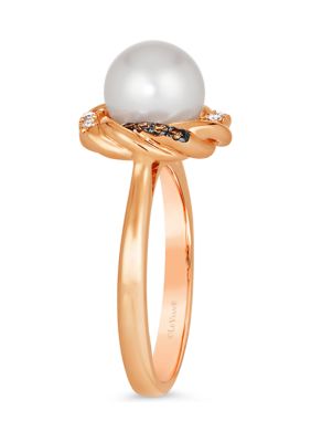 1/8 ct. t.w. Diamond and Freshwater Pearl Ring in 14K Strawberry Gold® 