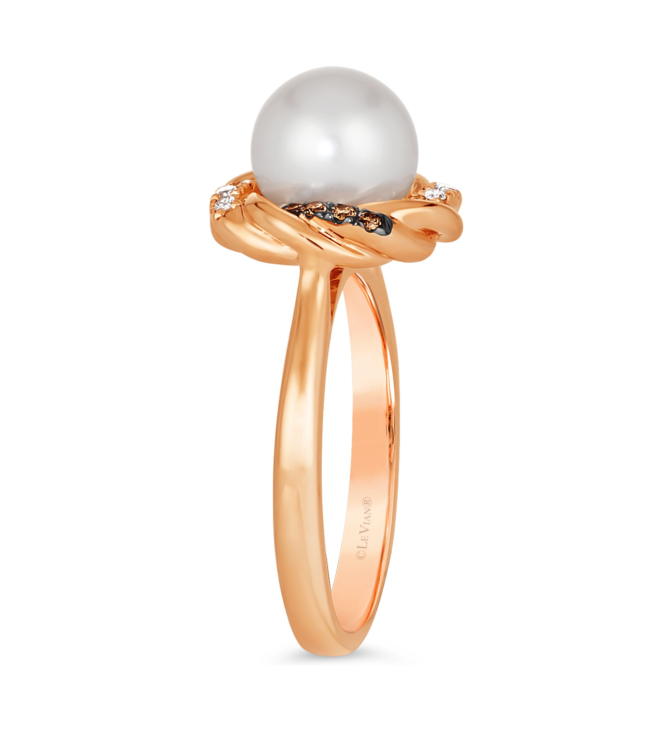 1/8 ct. t.w. Diamond and Freshwater Pearl Ring in 14K Strawberry Gold® 