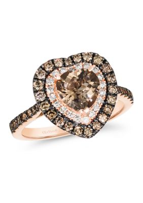 Le Vian 1 Ct. T.w. Diamond And 1 Ct. T.w. Smoky Quartz Ring In 14K Strawberry Gold, 7 -  0191247912758