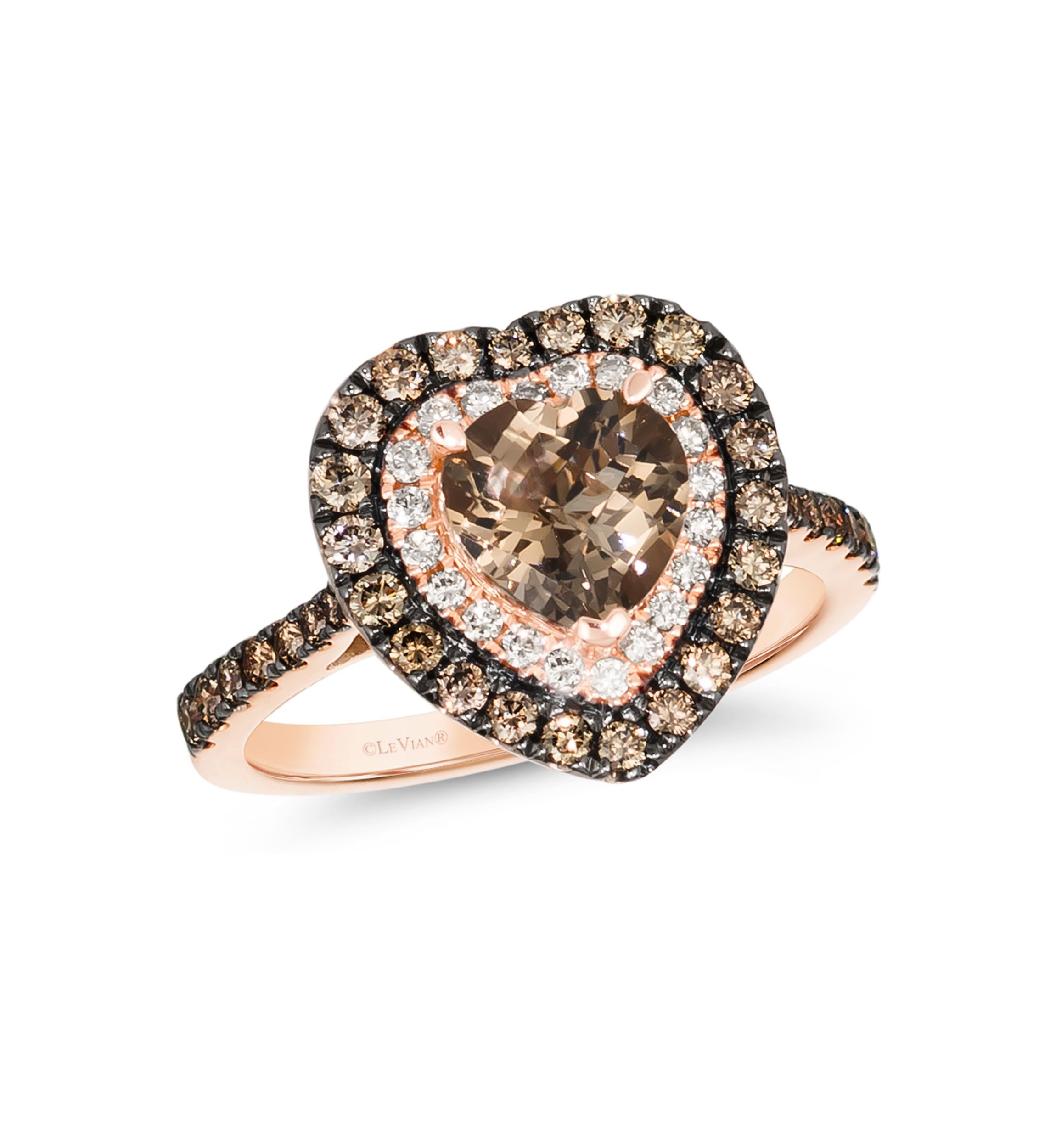 1 ct. t.w. Diamond and 1 ct. t.w. Smoky Quartz Ring in 14K Strawberry Gold® 