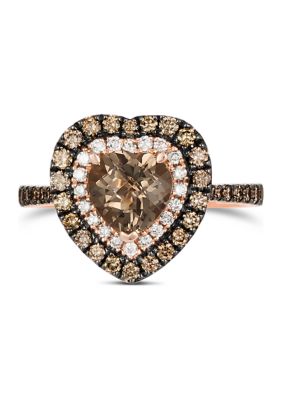 1 ct. t.w. Diamond and 1 ct. t.w. Smoky Quartz Ring in 14K Strawberry Gold® 