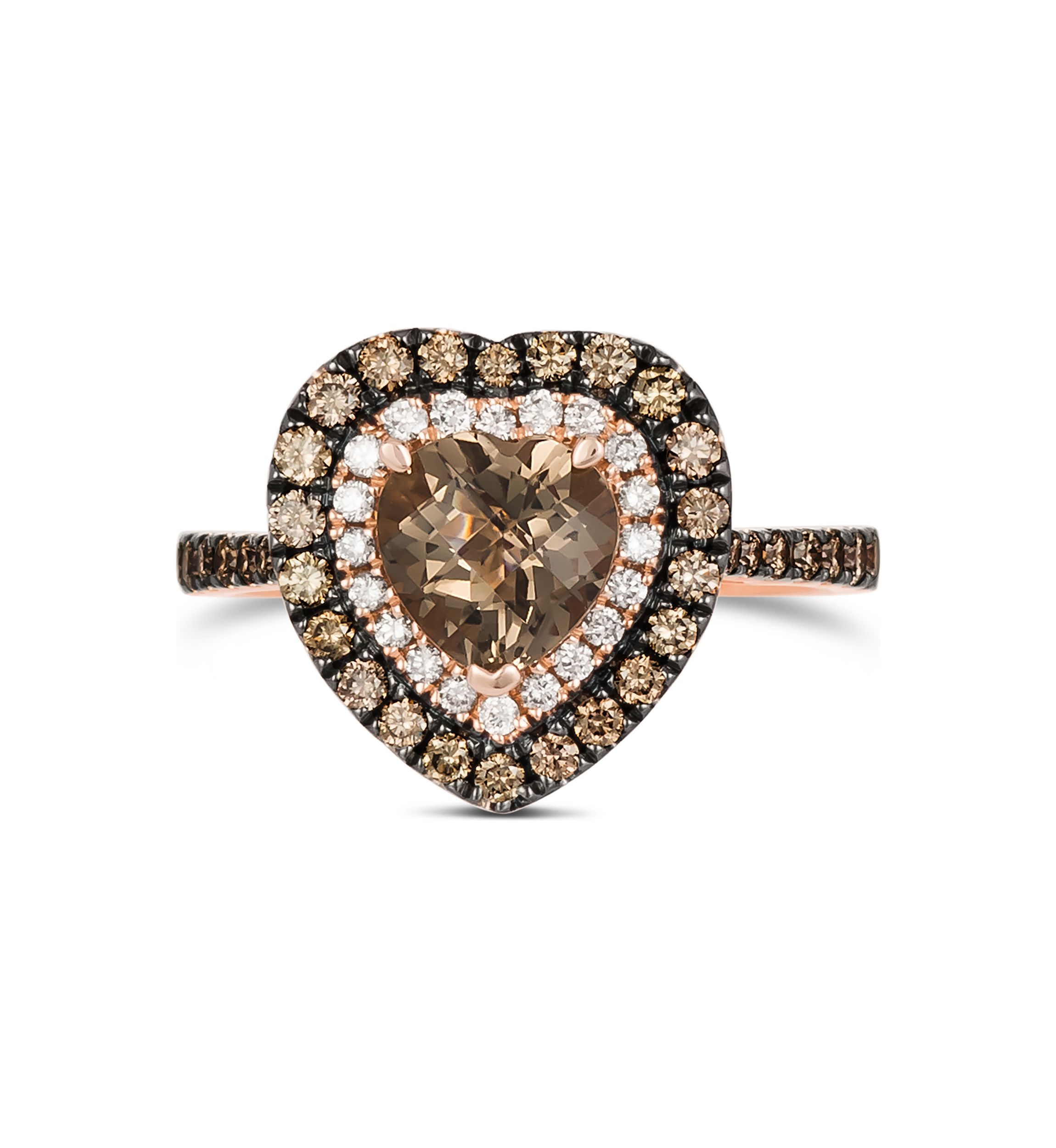 1 ct. t.w. Diamond and 1 ct. t.w. Smoky Quartz Ring in 14K Strawberry Gold® 