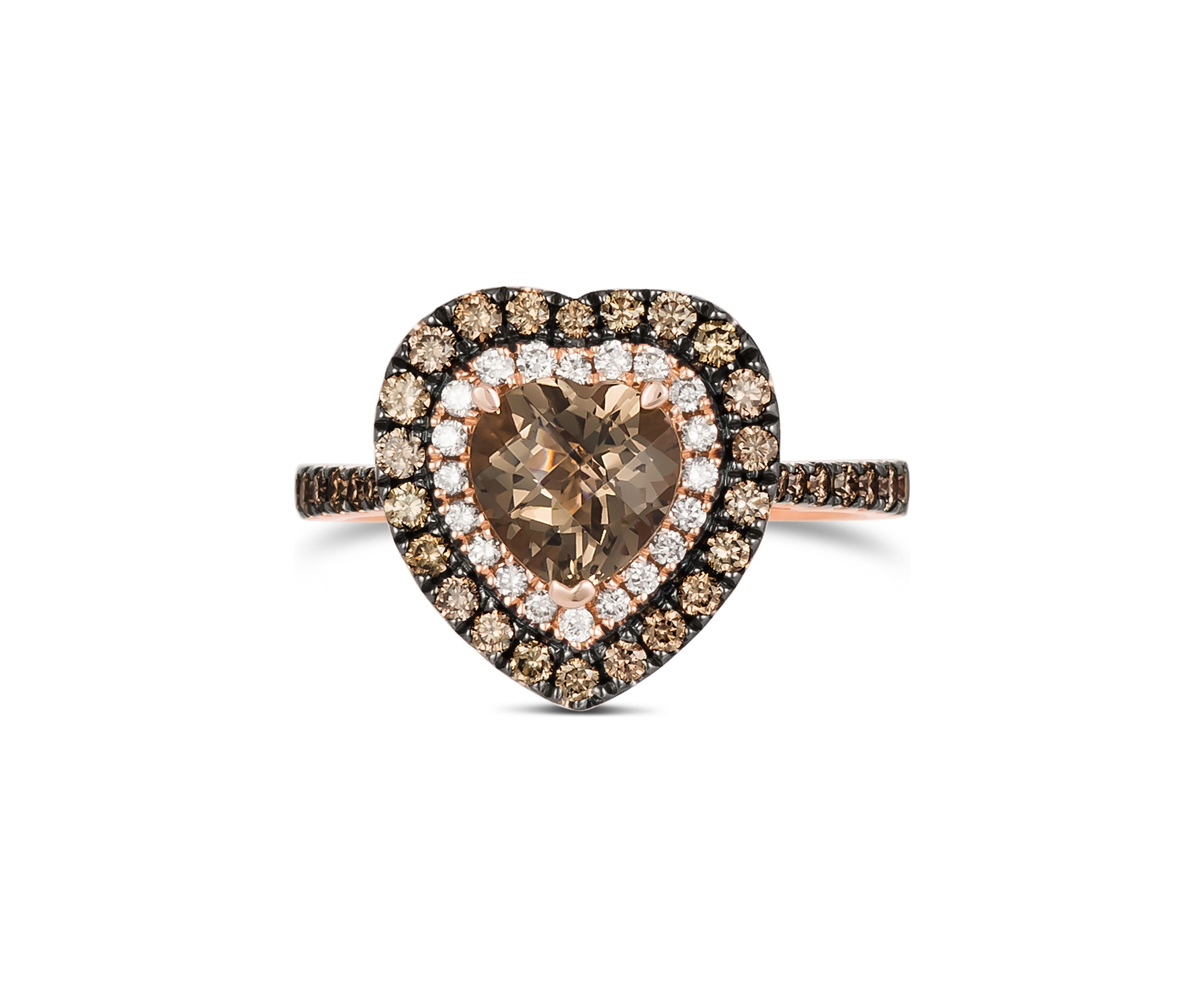 1 ct. t.w. Diamond and 1 ct. t.w. Smoky Quartz Ring in 14K Strawberry Gold® 