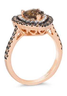 1 ct. t.w. Diamond and 1 ct. t.w. Smoky Quartz Ring in 14K Strawberry Gold® 