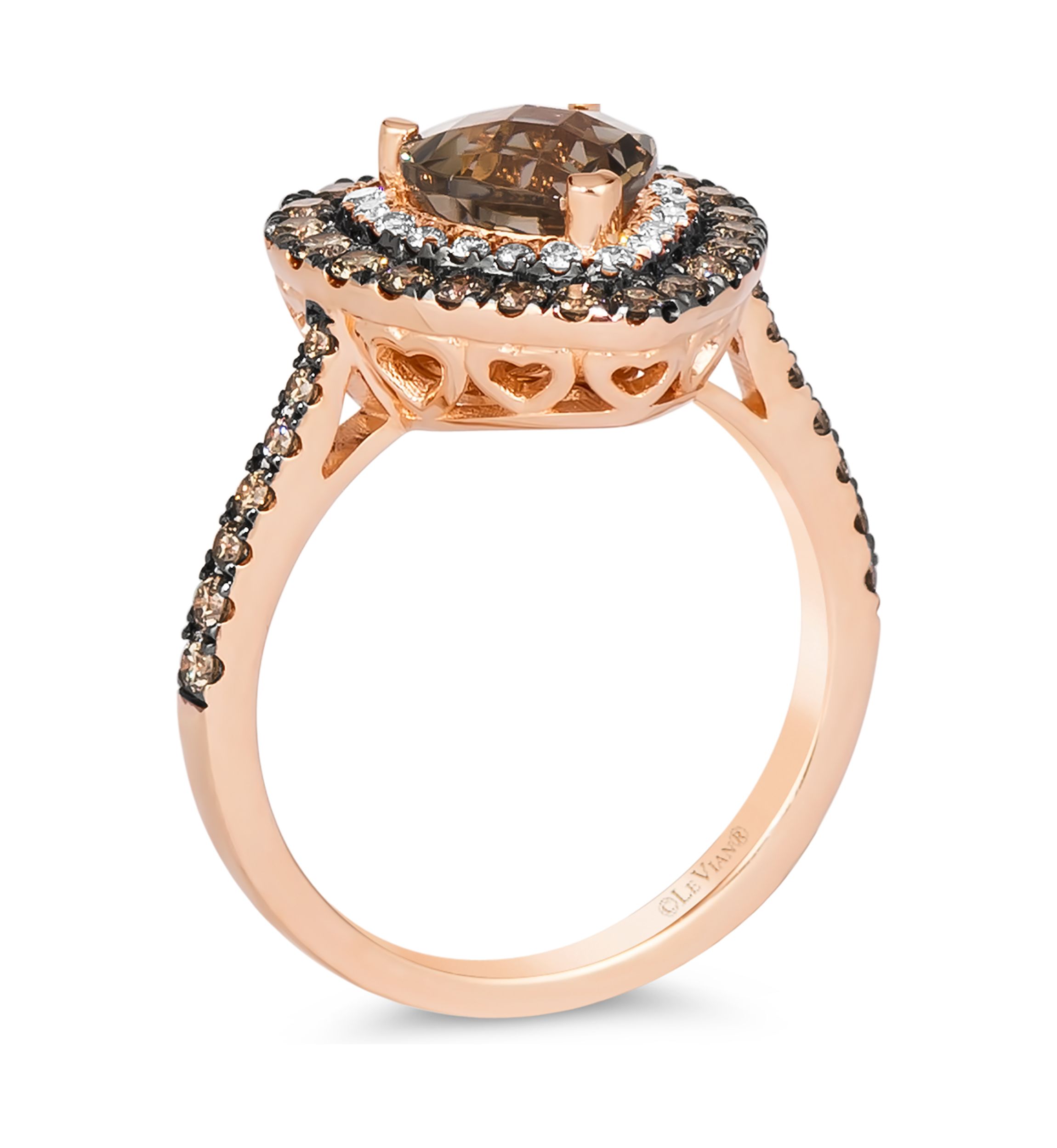 1 ct. t.w. Diamond and 1 ct. t.w. Smoky Quartz Ring in 14K Strawberry Gold® 
