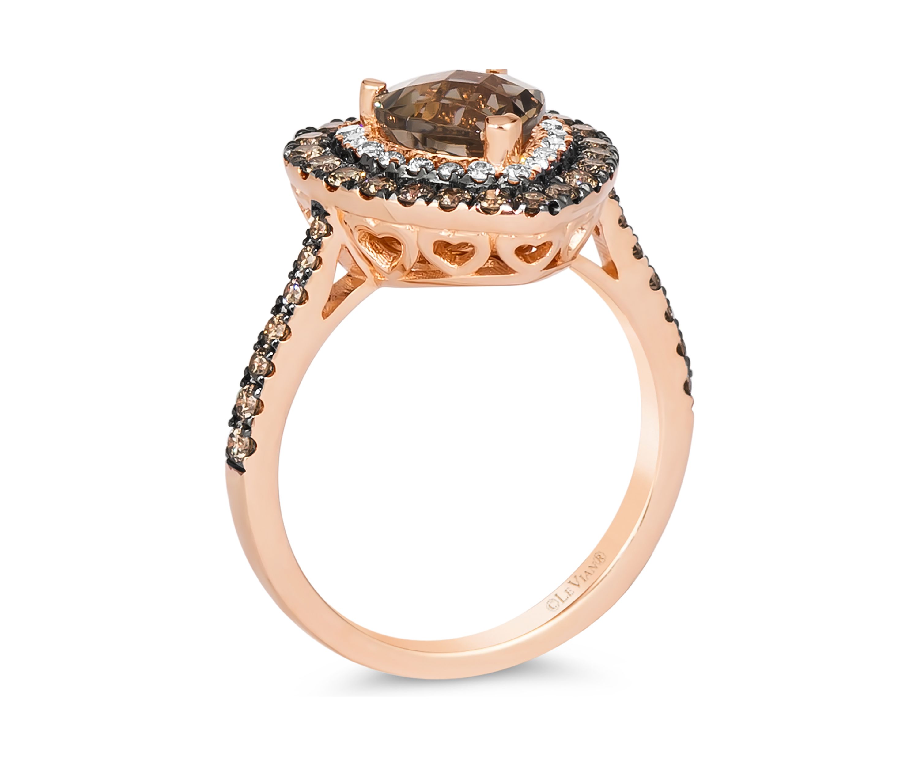 1 ct. t.w. Diamond and 1 ct. t.w. Smoky Quartz Ring in 14K Strawberry Gold® 