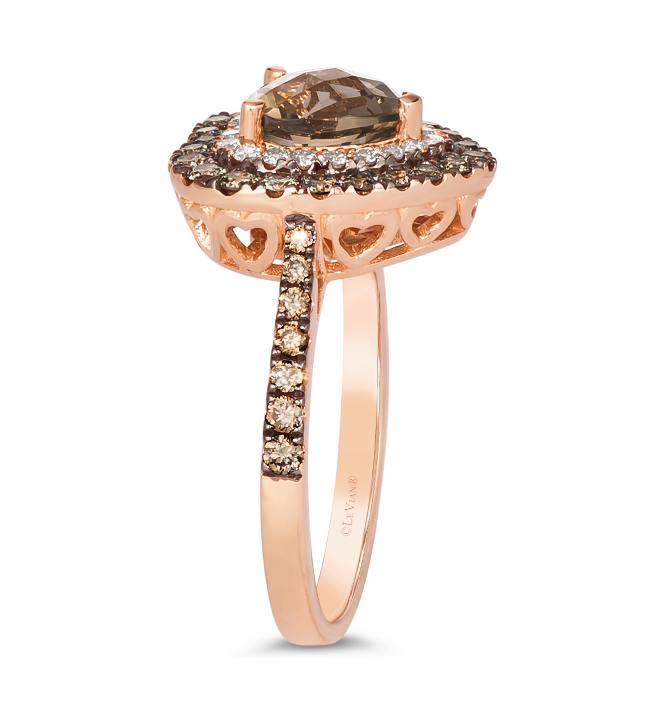 1 ct. t.w. Diamond and 1 ct. t.w. Smoky Quartz Ring in 14K Strawberry Gold® 