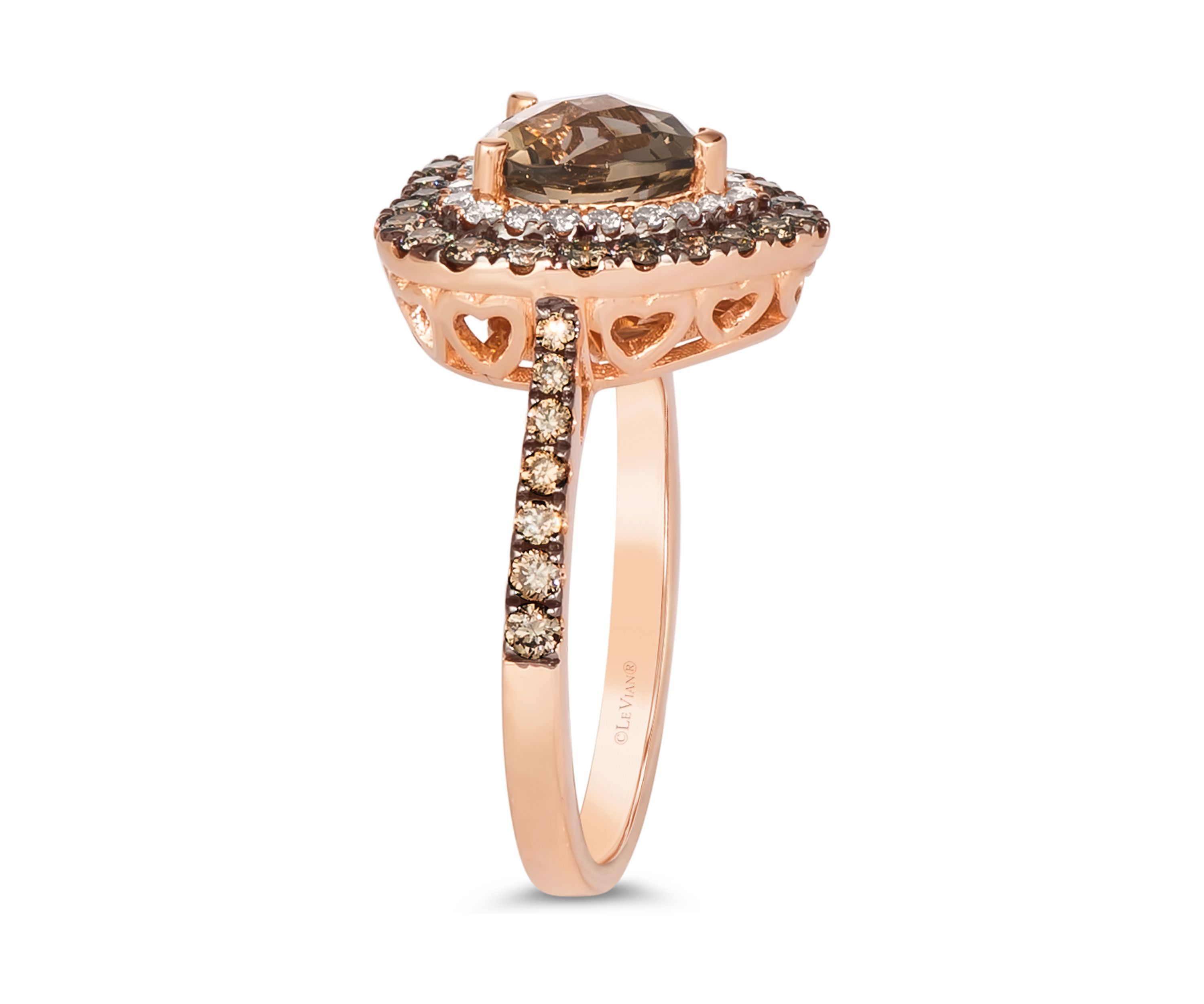 1 ct. t.w. Diamond and 1 ct. t.w. Smoky Quartz Ring in 14K Strawberry Gold® 