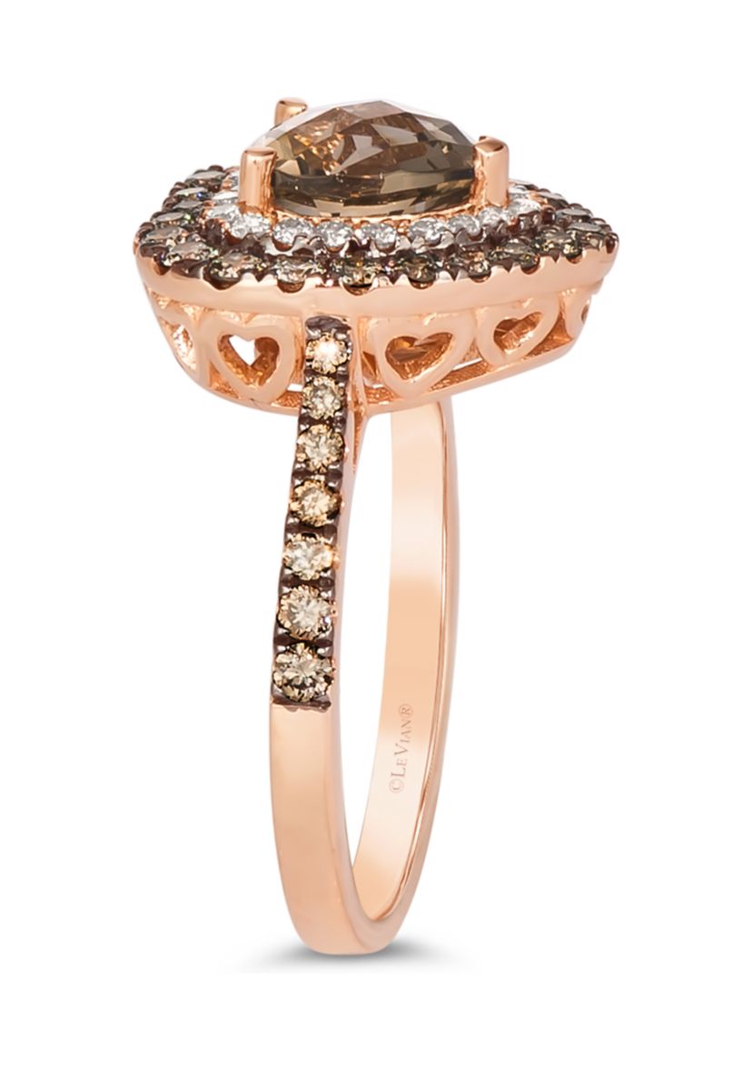 1 ct. t.w. Diamond and 1 ct. t.w. Smoky Quartz Ring in 14K Strawberry Gold® 