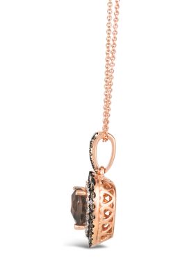 1 ct. t.w. Diamond and 1 ct. t.w. Smoky Quartz Heart Pendant Necklace in 14K Strawberry Gold® 