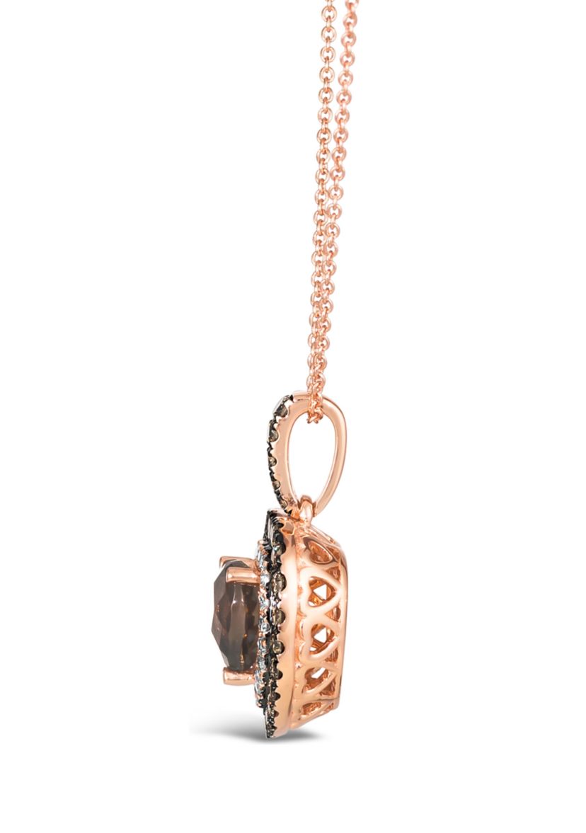 1 ct. t.w. Diamond and 1 ct. t.w. Smoky Quartz Heart Pendant Necklace in 14K Strawberry Gold® 